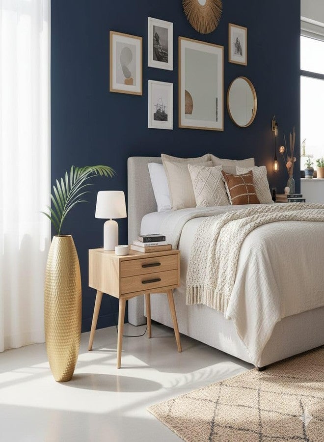 TRENDING DECOR ديكور عصري: مزهرية زهور معدنية ذهبية مطروقة، مزهرية طويلة مزخرفة لغرفة المعيشة/ديكور المنزل - 24 بوصة - Image 2